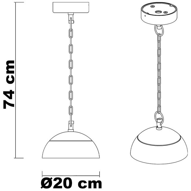 Lampe suspendue d'extérieur Jovi avec LED intégrées - noir
