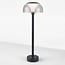 Lampe d'extérieur sur pied Joaz noire à demi-globe transparent, LED intégrée