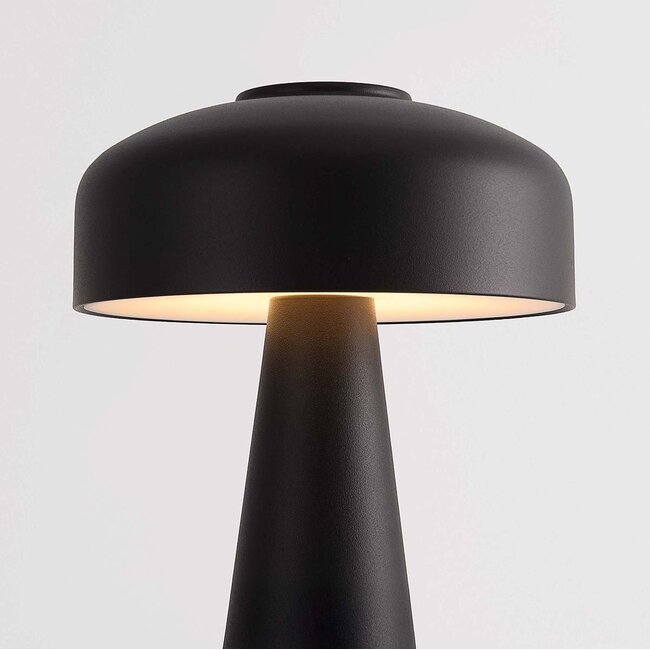 Lampe champignon rechargeable Soma noire avec variateur tactile et température de couleur réglable