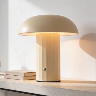 Lampe de table sans fil Noma en beige avec lumière dimmable et réglable