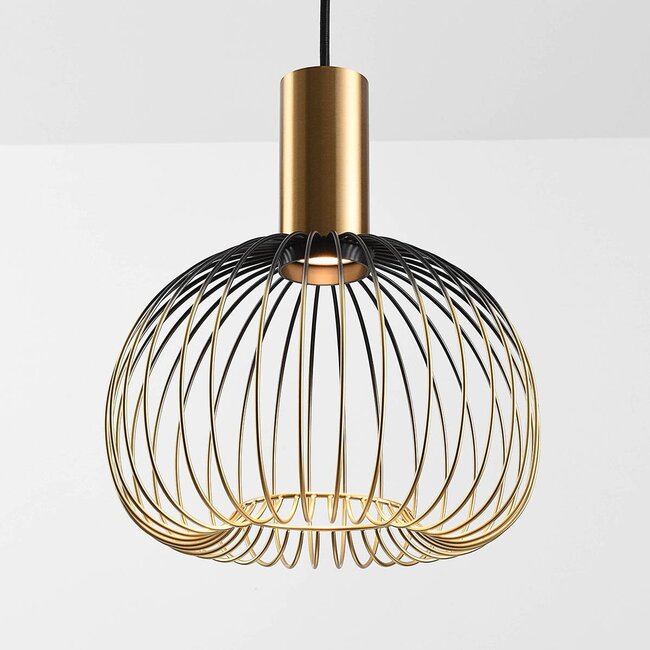 Suspension moderne Nobles noir avec métal doré, 3 lumières