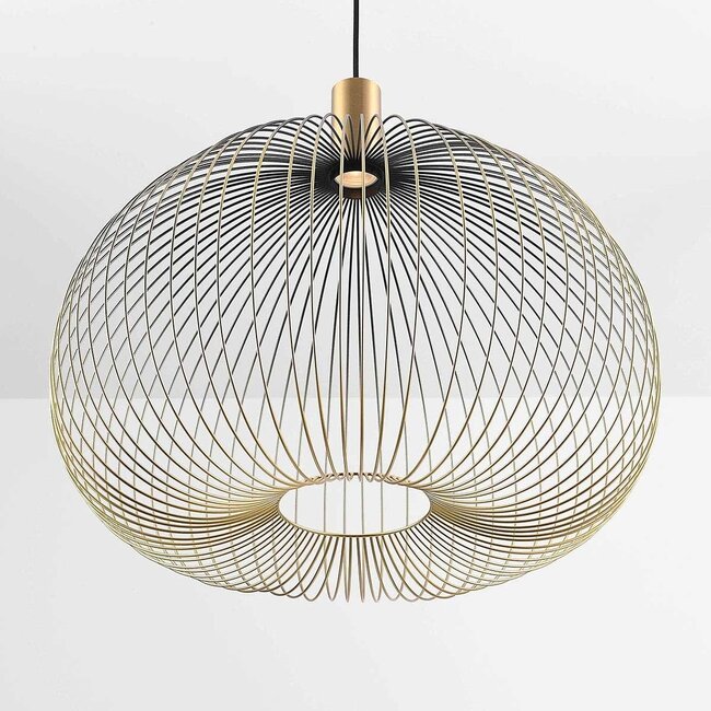 Suspension moderne Noblin noir avec métal doré Ø60 cm
