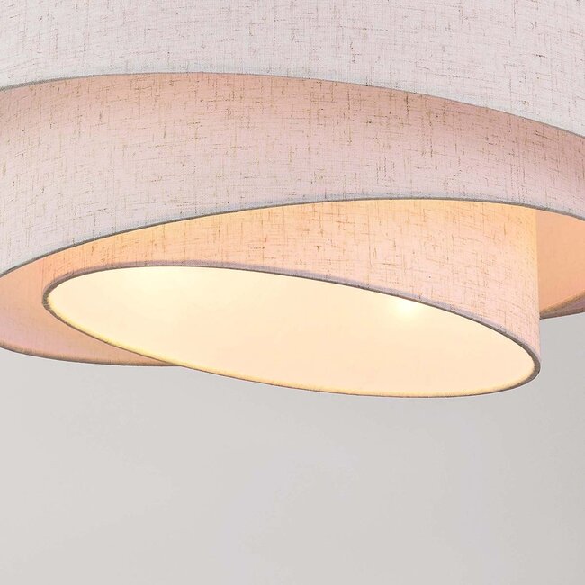 Design suspension Nerai beige avec trois abat-jours en lin superposés