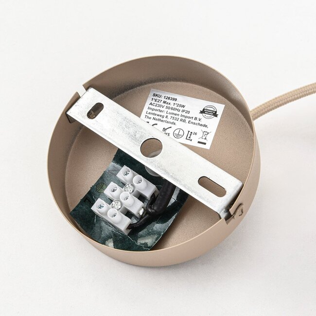 Suspension Amare beige avec abat-jour rond en lin Ø60 cm