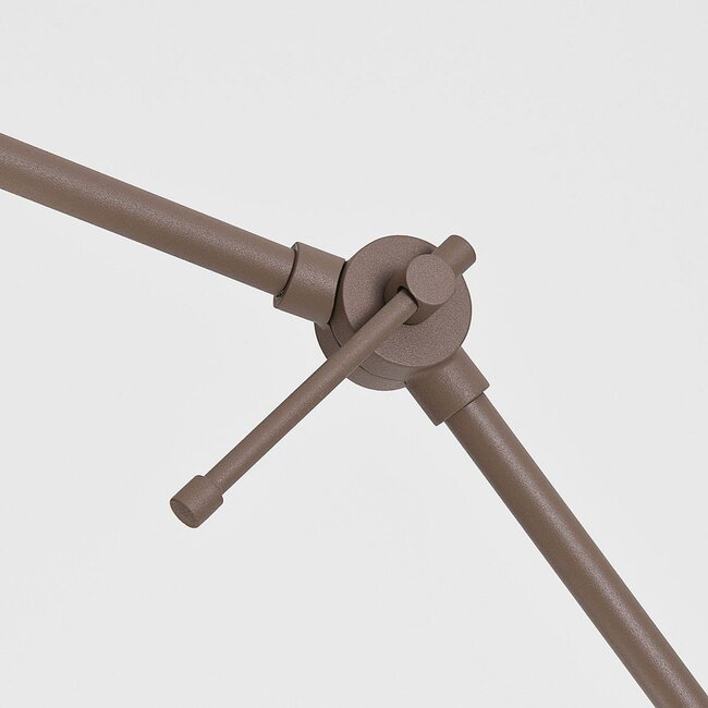 Lampadaire Narae taupe avec bras réglable et abat-jour en lin