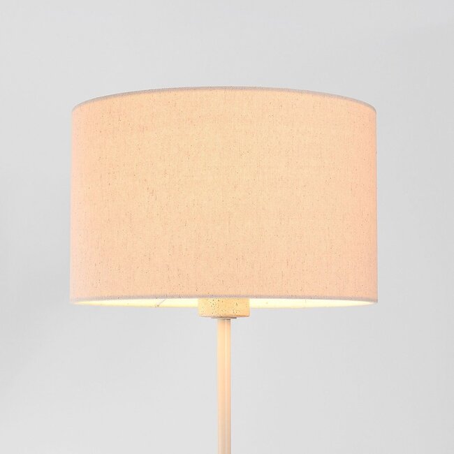 Lampadaire Auras avec abat-jour en lin beige et effet travertin