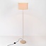 Lampadaire Auras avec abat-jour en lin beige et effet travertin