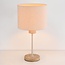 Lampe de table Aurea beige avec abat-jour en lin et effet travertin