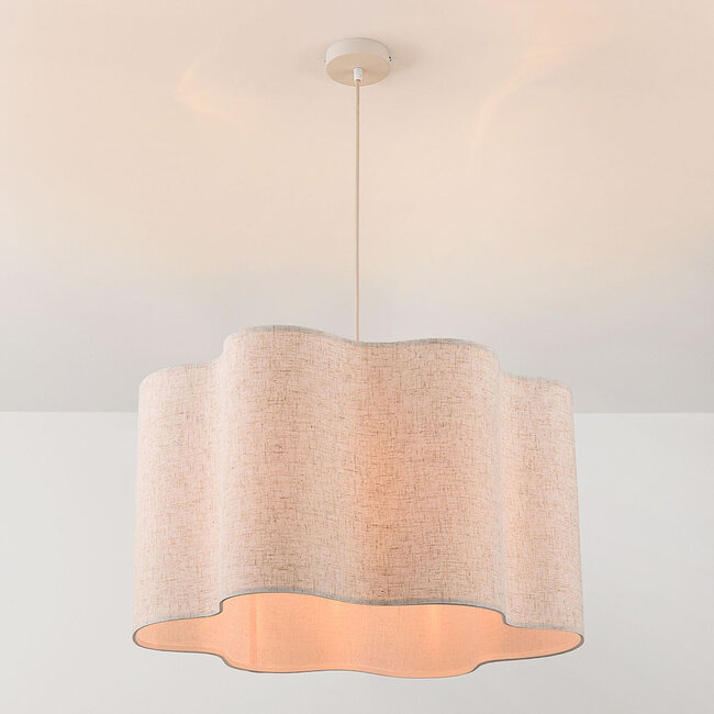 Suspension Hiras Ø40 cm - beige et abat-jour en lin