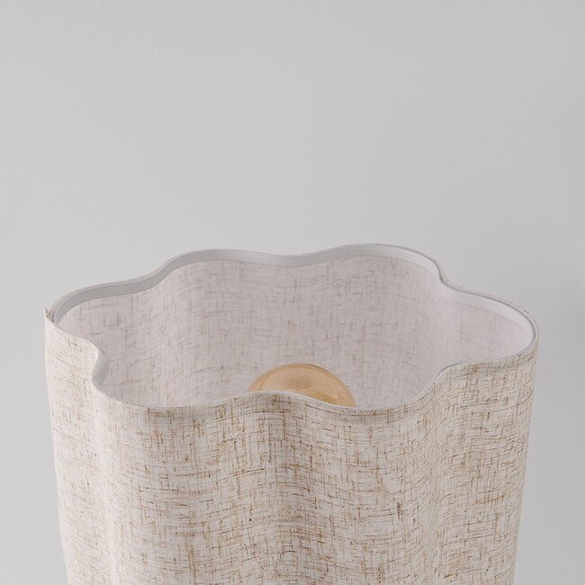 Lampe à poser Hiron beige avec abat-jour en lin