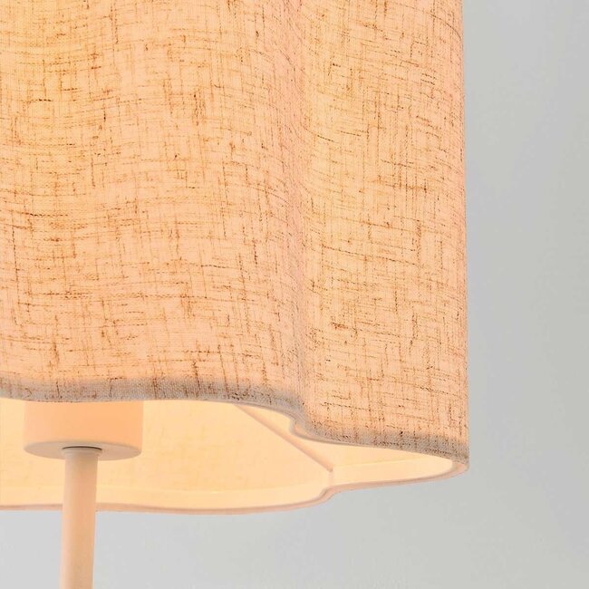 Lampe à poser Hiron beige avec abat-jour en lin