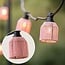 Kit guirlande guinguette, abat-jours aspect rotin rose, ampoules LED au choix