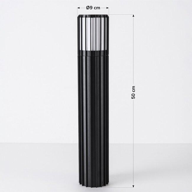 Lampe d'extérieur sur pied Renzo noire à abat-jour en verre