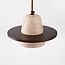 Suspension Japandi Caelio à 3 lumières - travertin (pierre naturelle) et bois