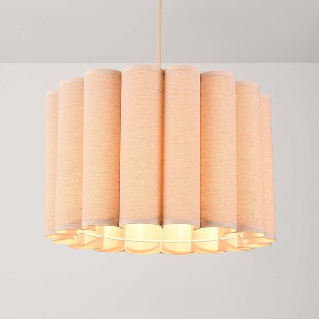 Suspension Celine avec abat-jour en lin plissé beige