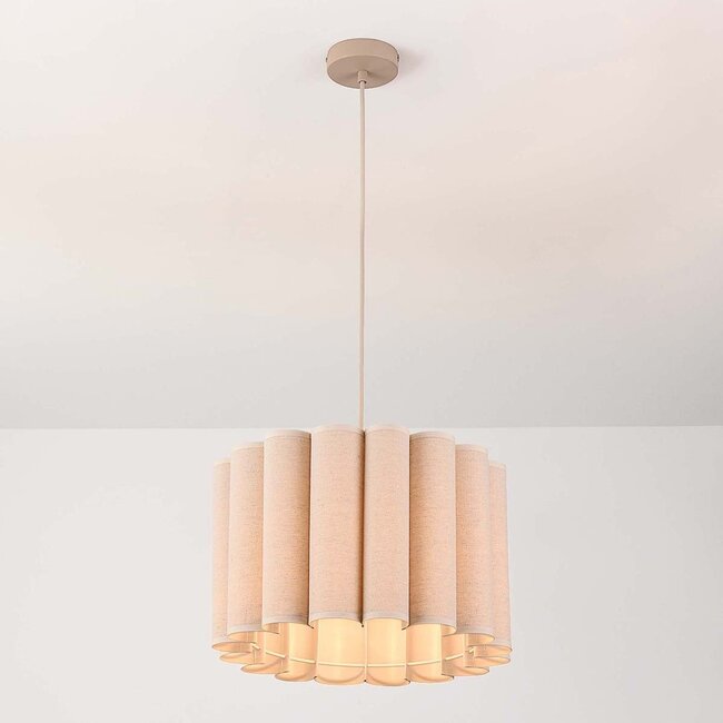 Suspension Celine avec abat-jour en lin plissé beige