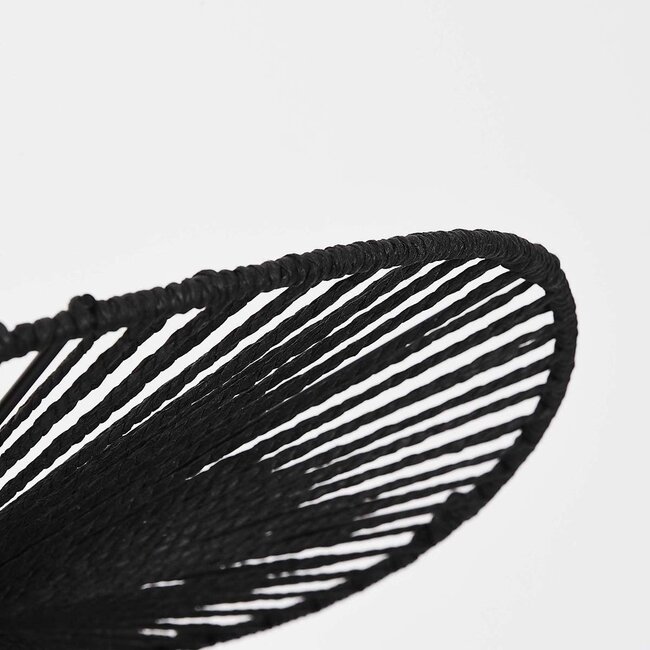 Lampe à arc Sarah noire avec abat-jour en corde de papier