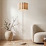 Lampadaire beige Cely avec abat-jour en lin plissé