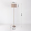 Lampadaire beige Cely avec abat-jour en lin plissé