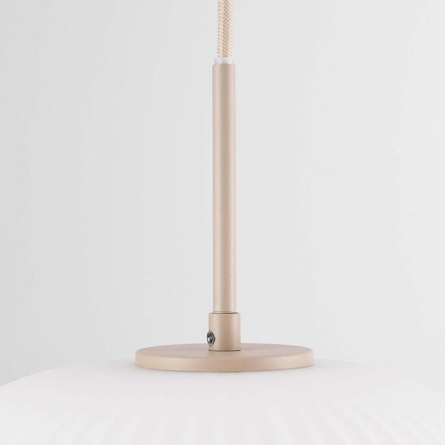 Suspension Isolde - beige et verre laiteux strié