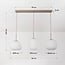 Suspension Meliora beige avec 3 abat-jours en verre nervuré