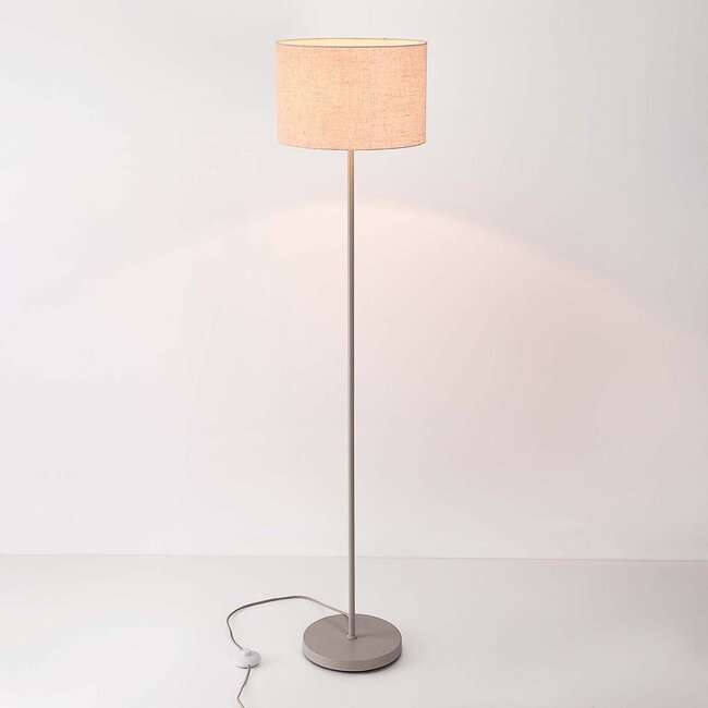 Lampadaire Avana beige avec abat-jour en lin