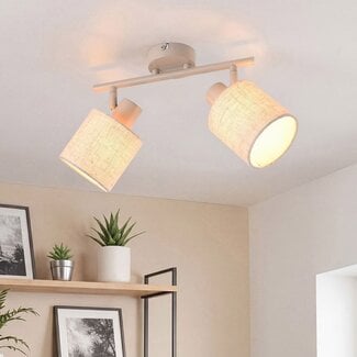 Plafonnier Avan beige avec 2 abat-jours en lin réglables