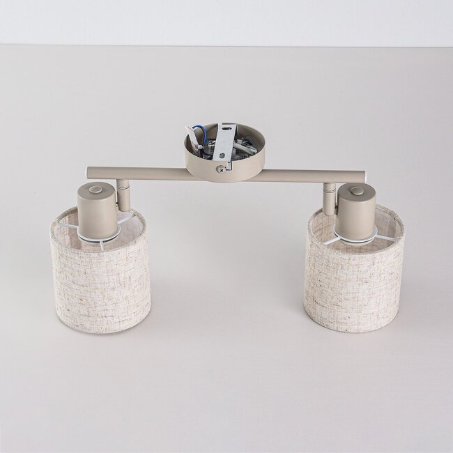 Plafonnier Avan beige avec 2 abat-jours en lin réglables