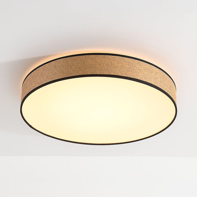 Plafonnier Palara dimmable à 3 étapes avec abat-jour tressé en naturel et noir