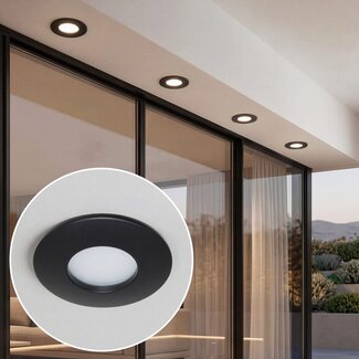 Spot encastré moderne noir IP44 - Rex