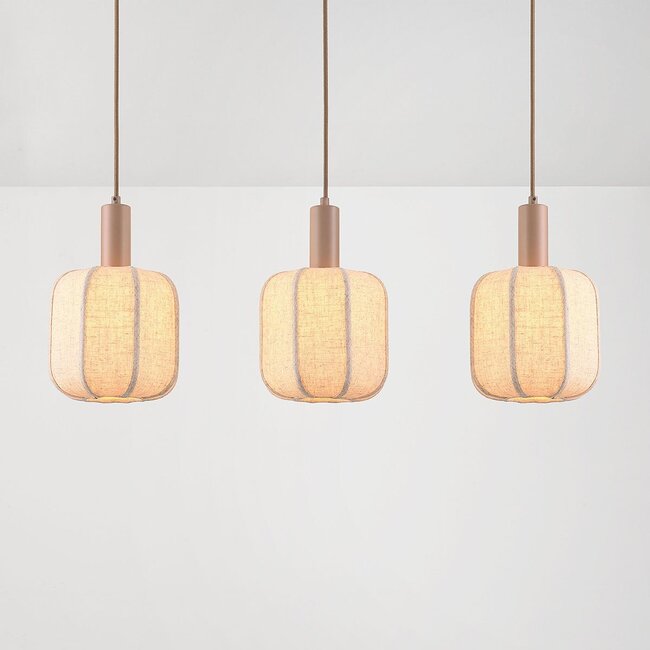 Suspension Syvra 3 lumières en tissu - taupe