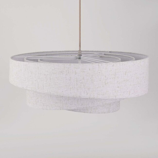 Design suspension Nerai beige avec trois abat-jours en lin superposés