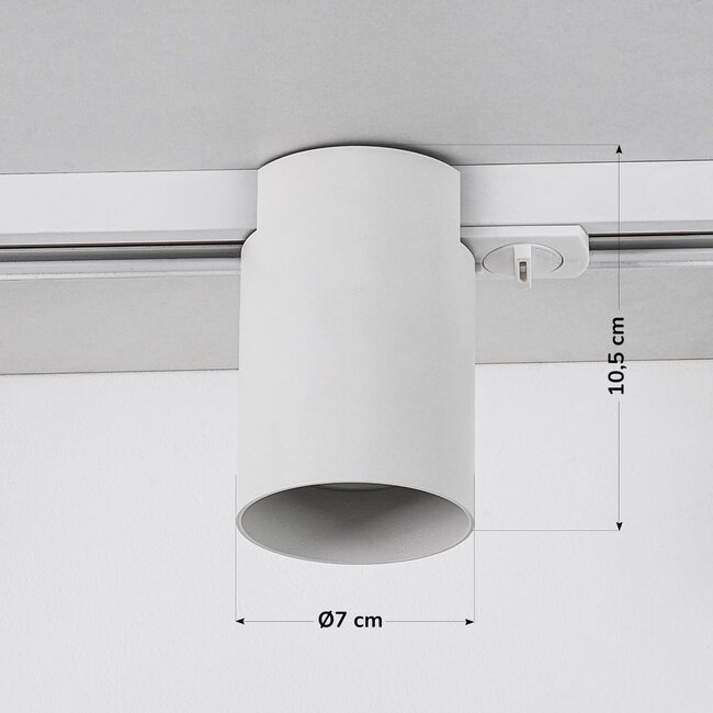 Système sur rail monophasé de 1,5 mètre avec spots Zylox en blanc