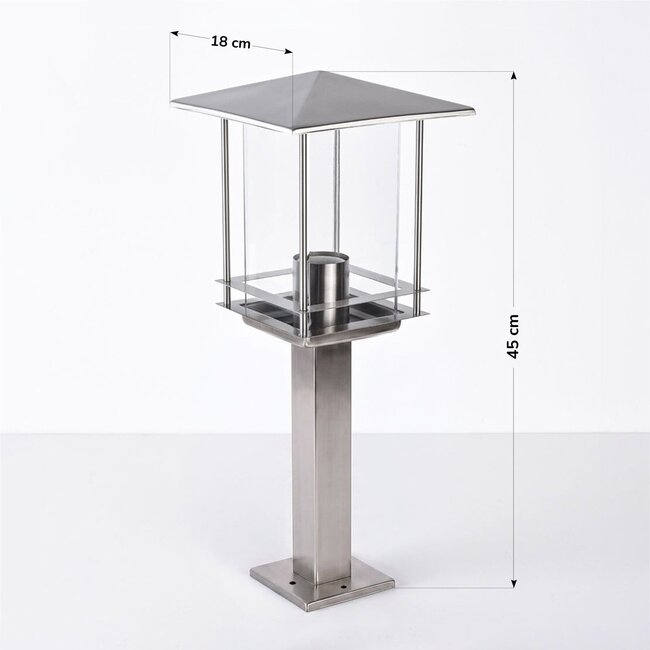 Lampe d'extérieur sur pied Rocco en acier inoxydable - 45 cm