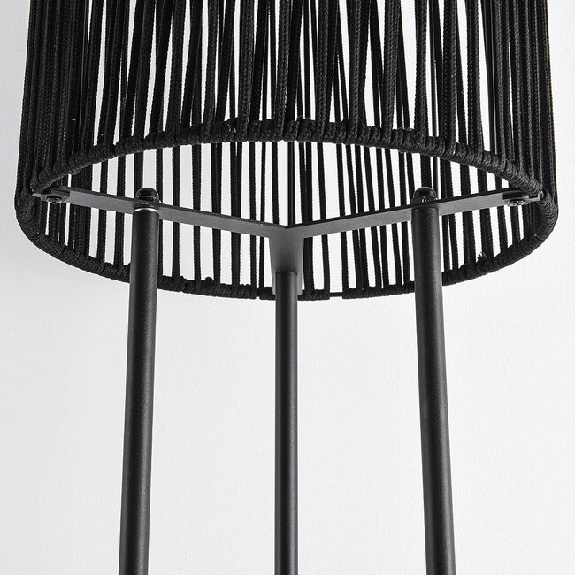 Lampe solaire sur pied Vinta - LED 3 niveaux, corde tressée, noir