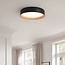 Plafonnier LED Larios, variateur à 3 niveaux Ø39 cm - noir, accent bois