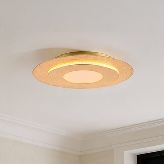 Plafonnier Cercyl Ø30 cm - effet feuille d'or, LED variateur à 3 niveaux