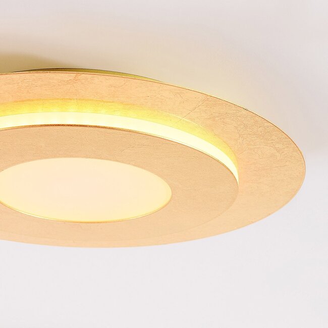 Plafonnier Cercyl Ø30 cm - effet feuille d'or, LED variateur à 3 niveaux
