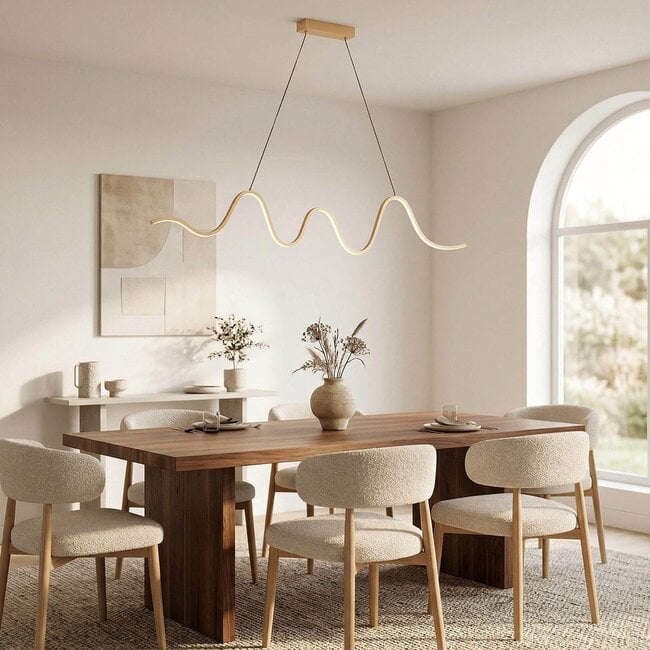 Suspension design dimmable à 3 étapes Ariana en beige chaud avec éclairage LED ondulé