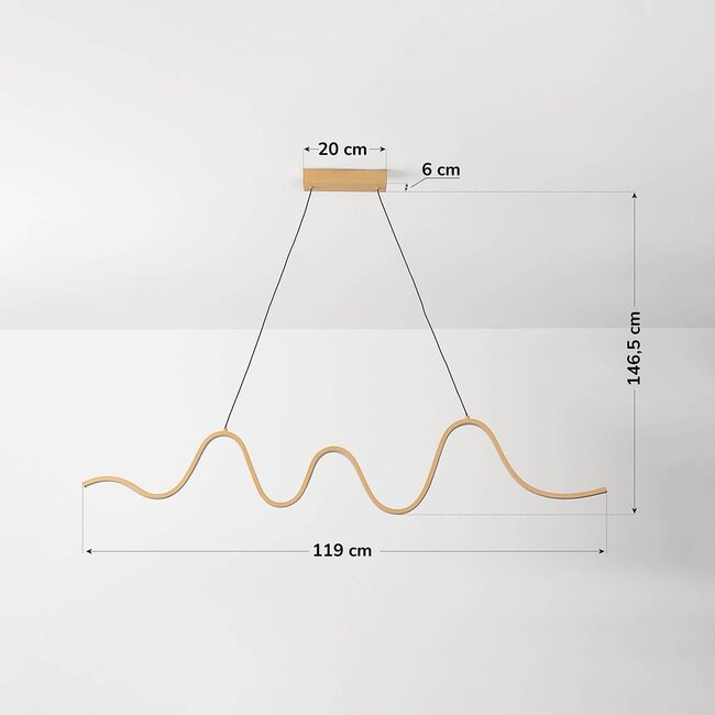 Suspension design dimmable à 3 étapes Ariana en beige chaud avec éclairage LED ondulé