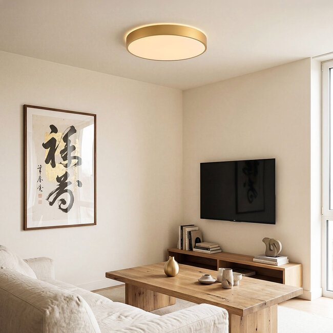 Plafonnier moderne Gorila doré à LED, variateur à 3 niveaux