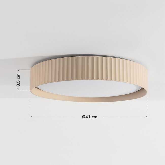 Plafonnier Palomo beige à bord strié, variateur à 3 niveaux
