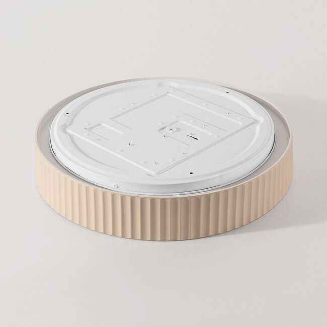 Plafonnier Palomo beige à bord strié, variateur à 3 niveaux