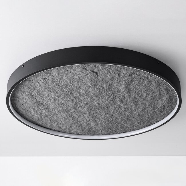 Plafonnier Cercul noir avec LED à 3 niveaux de gradation et effet pierre grise, Ø40 cm, 29W