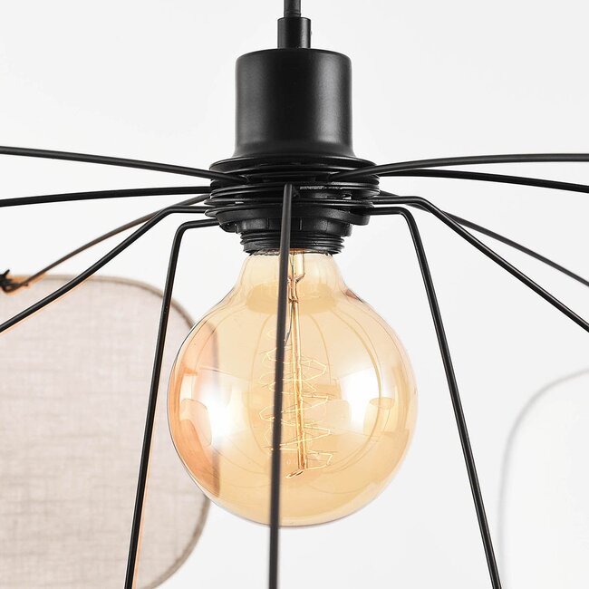Suspension Zandor en tissu taupe, ocre, blanc et gris clair