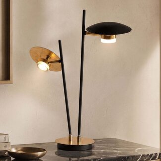 Lampe de table Lydia 2 lumières avec LED intégrée en noir et or