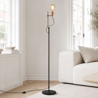 Lampadaire moderne Edina noir et doré