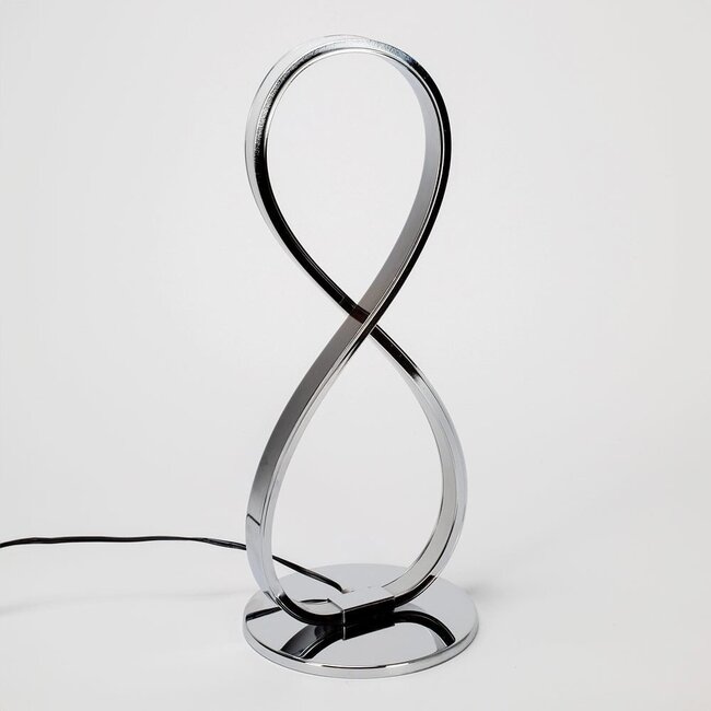 Lampe de table design Infinita en chrome à LED intégrées