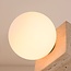 Lampe de table Reni en travertin (pierre naturelle) et globe blanc laiteux