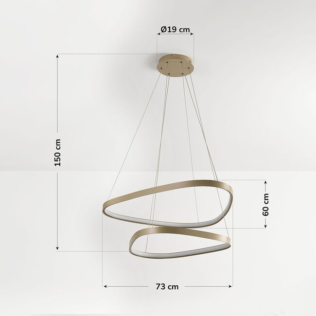 Design suspension Nivara avec LED intégrée, dimmable à 3 étapes - beige sable